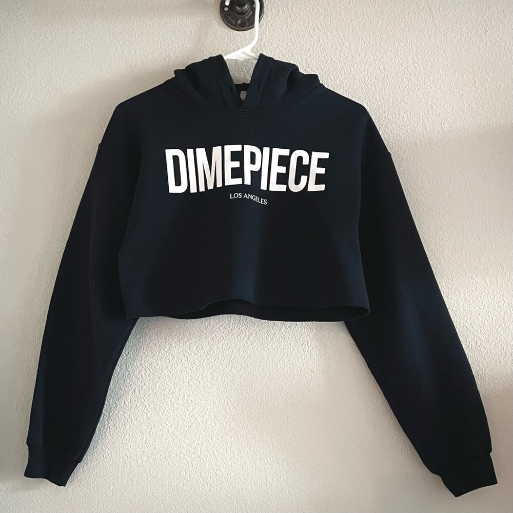 Dimepiece Cropped Black Logo Hoodie - Size Small- hard to find!